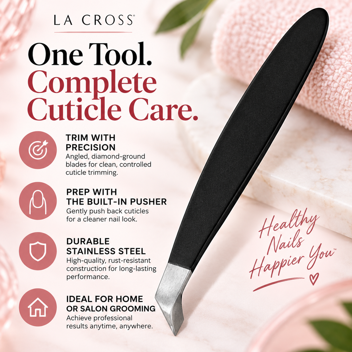 Cuticle Nipper with Pusher – 2-in-1 Stainless Steel Manicure Tool