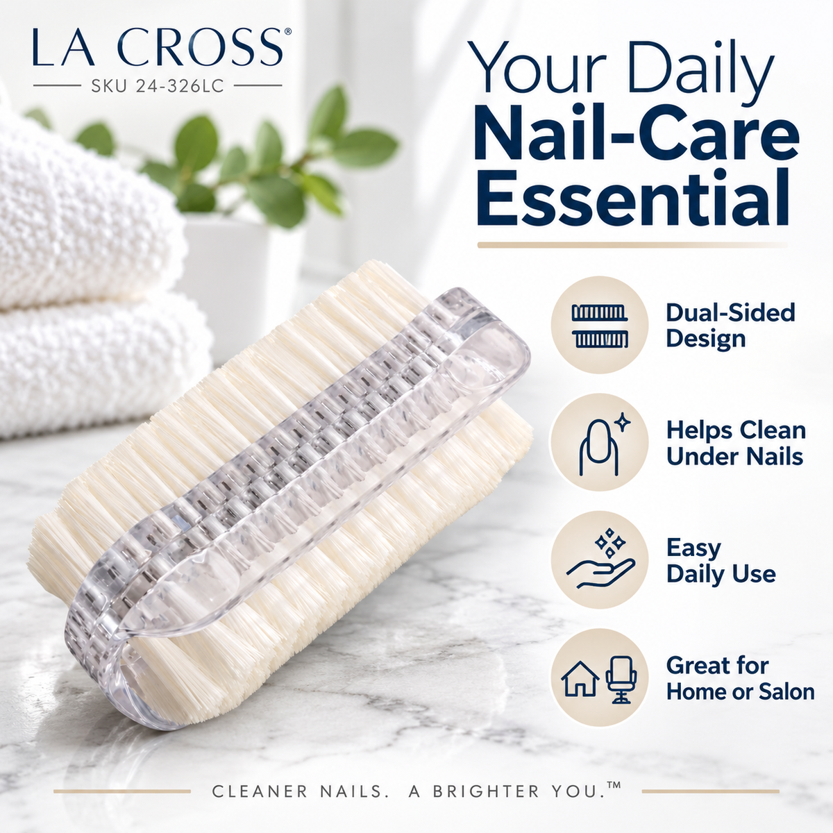 Double-Sided Nail Brush – Soft & Firm Bristles for Nail Cleaning