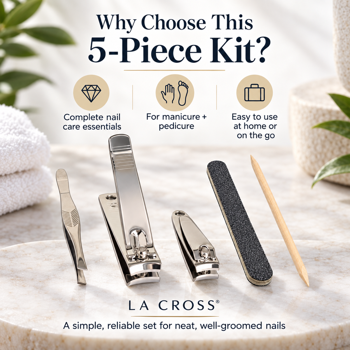 5-Piece Nail Care Kit – Manicure & Pedicure Grooming Set