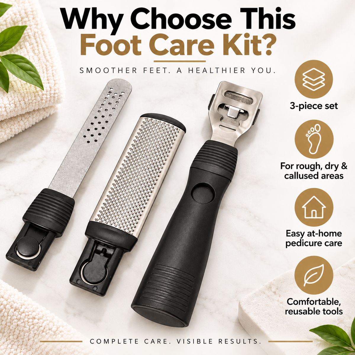3-Piece Foot Care Kit – Callus Shaver, Foot Rasp & File