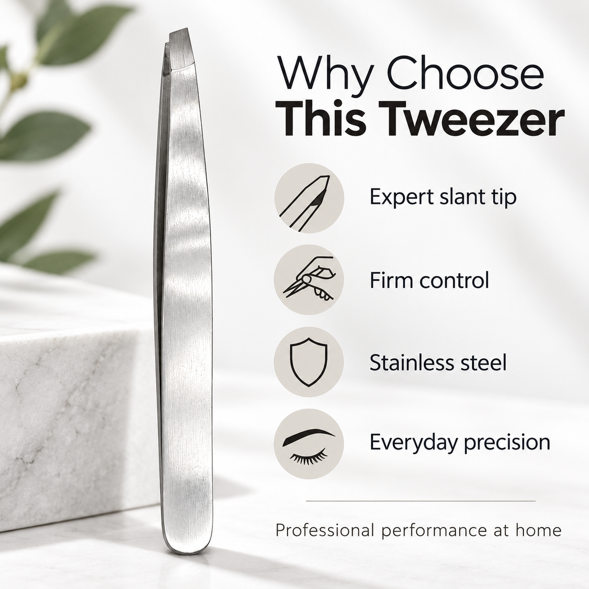 Expert Slant Tip Tweezer – Stainless Steel Precision Brow Tweezer