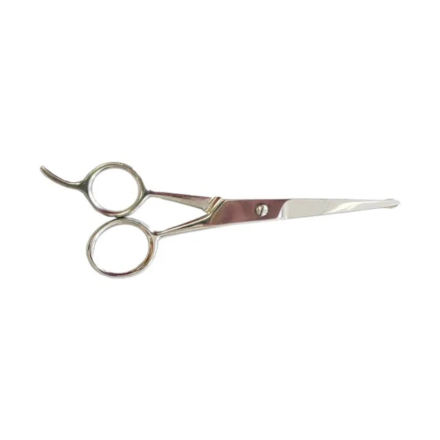 Flat lay of La Cross Babysafe Scissors with looped finger grips and rust-resistant stainless steel finish