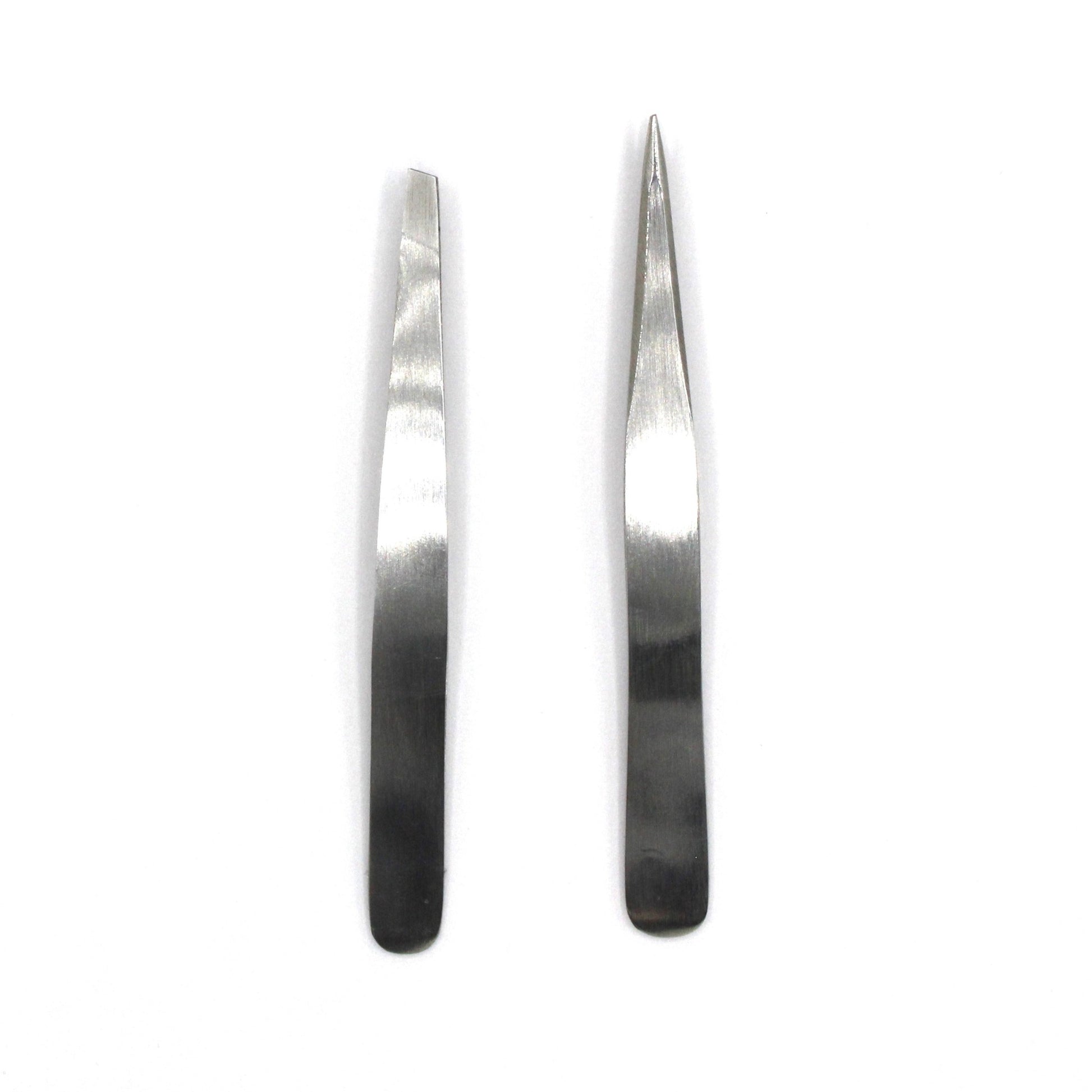 LA cross Duo Pack – Expert Slant & Pointed Tip Tweezers (Silver)