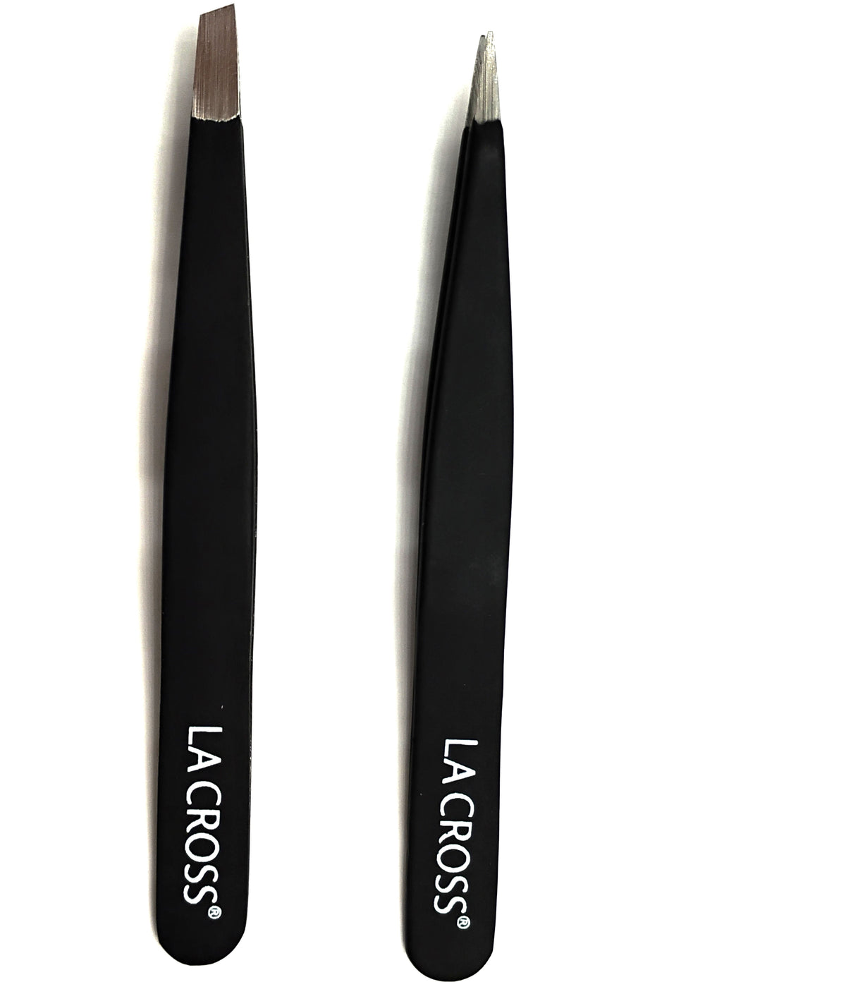 Slant & Point Tip Tweezer Duo – Stainless Steel Eyebrow & Facial Hair Tweezer Set
