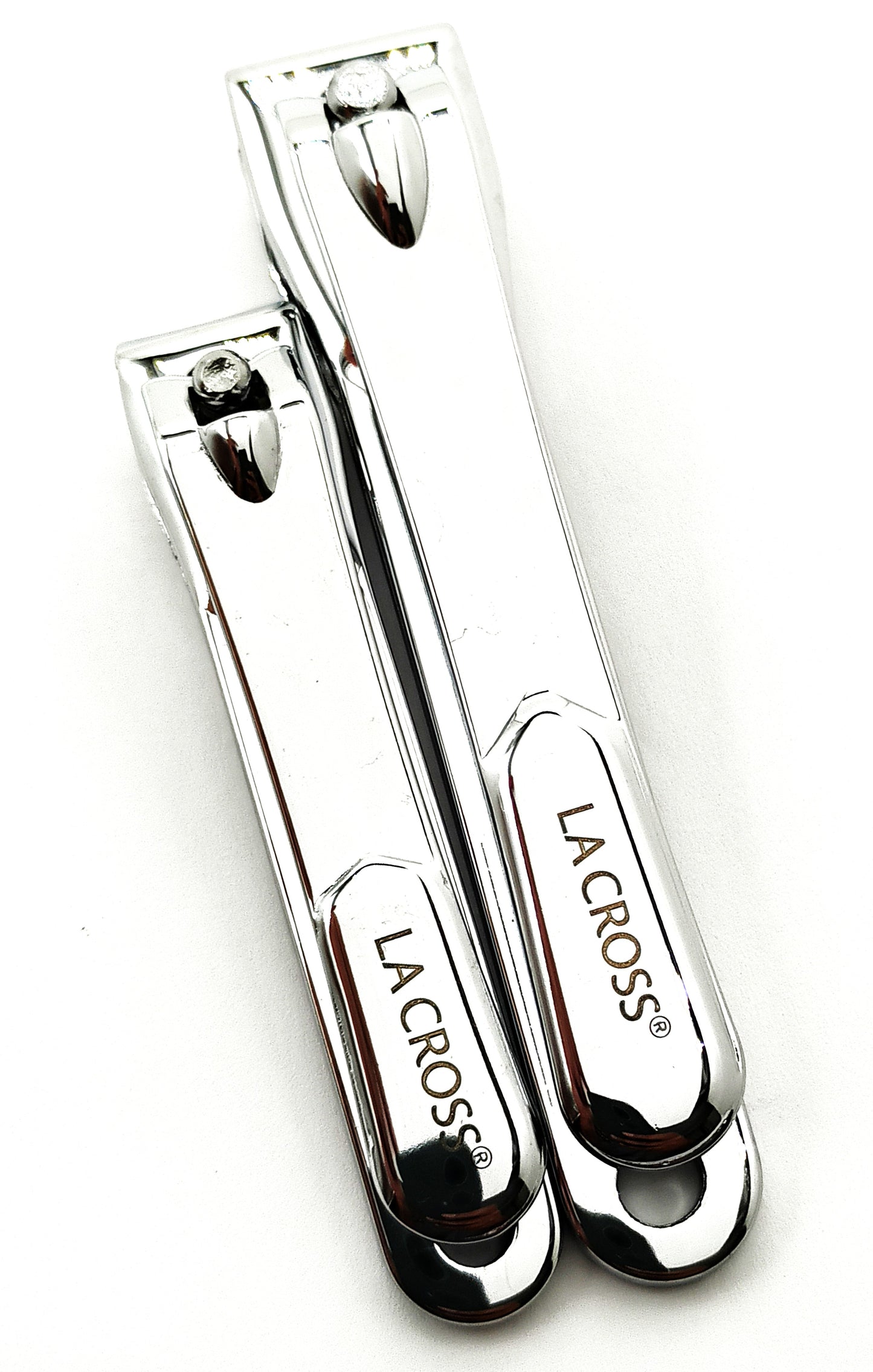 LA Cross Nail Clipper Set with Catchers – 2-Piece Fingernail & Toenail Clippers, Chrome Plated