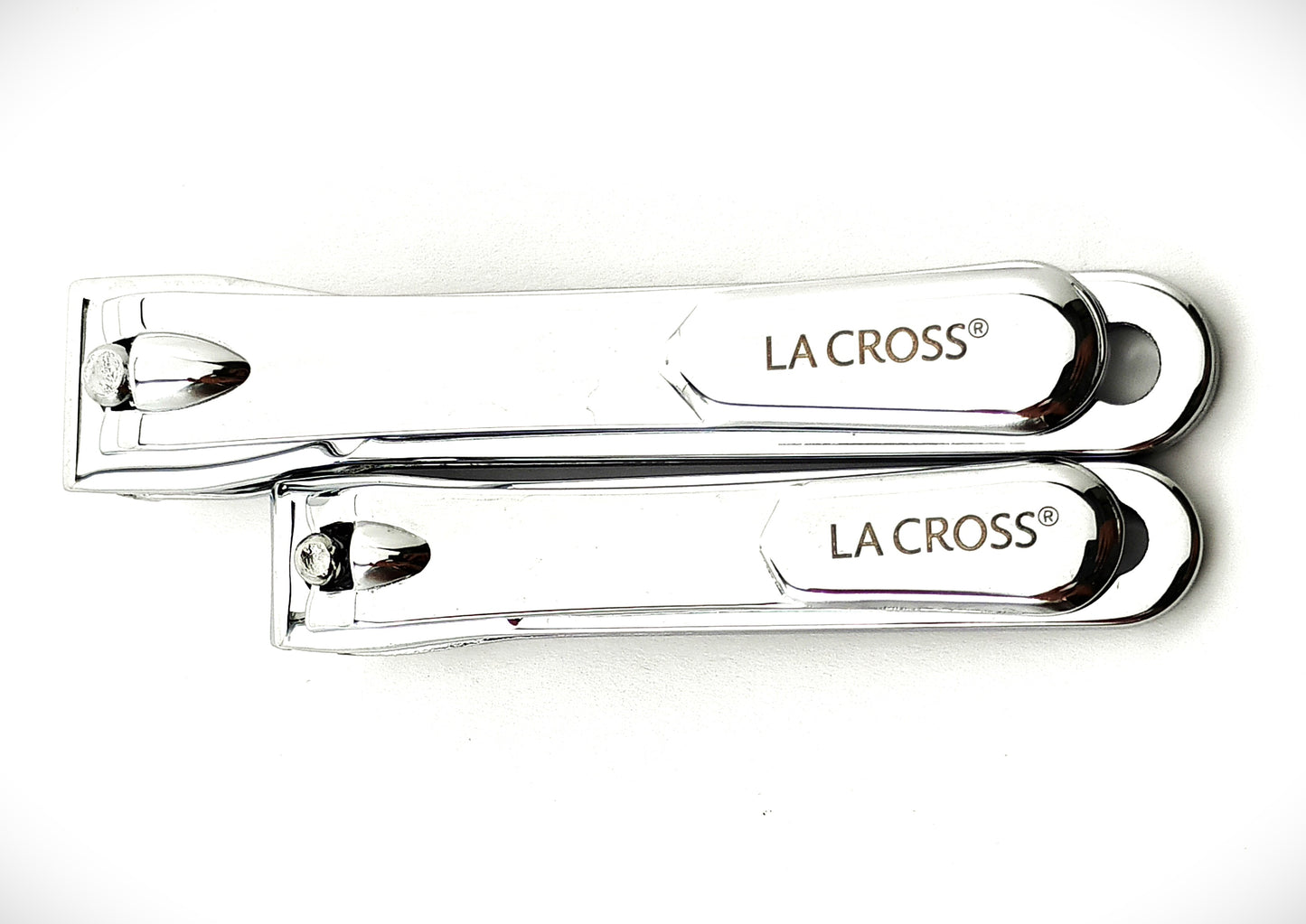 LA Cross Nail Clipper Set with Catchers – 2-Piece Fingernail & Toenail Clippers, Chrome Plated