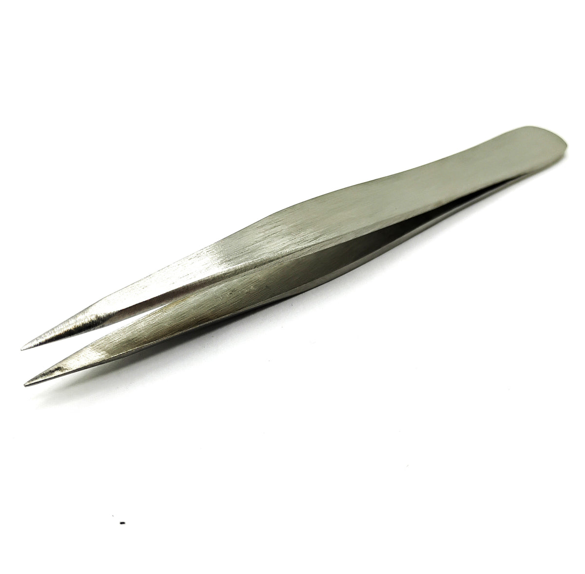 Duo Pack – Expert Slant & Pointed Tip Tweezers (Silver) – Stainless Steel Precision Tweezer Set