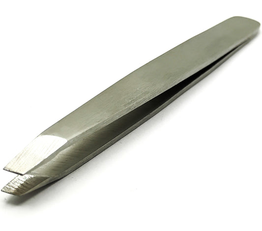 Expert Slant Tip Tweezer – Silver Stainless Steel Precision Brow Tweezer