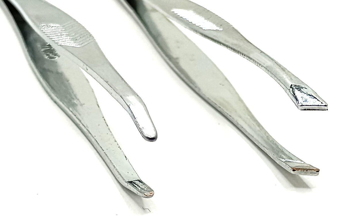 Slant & Pointed Tip Tweezer Set – 2 Pack Stainless Steel Tweezers