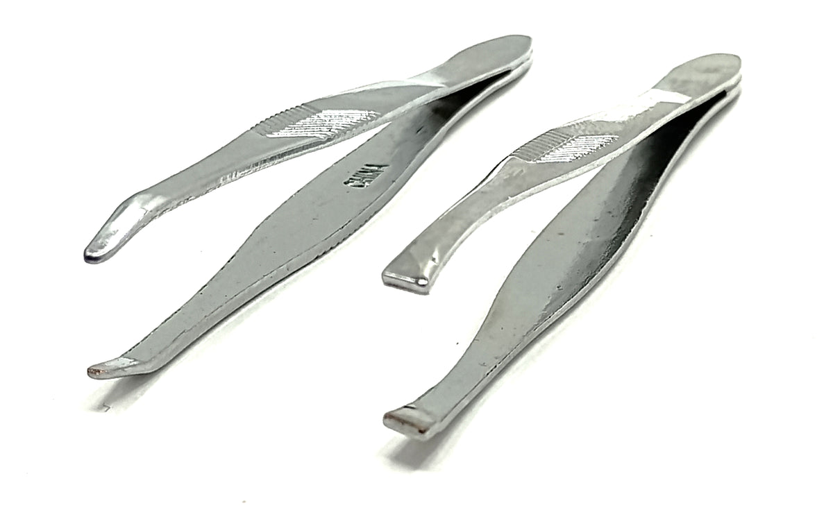Slant & Pointed Tip Tweezer Set – 2 Pack Stainless Steel Tweezers