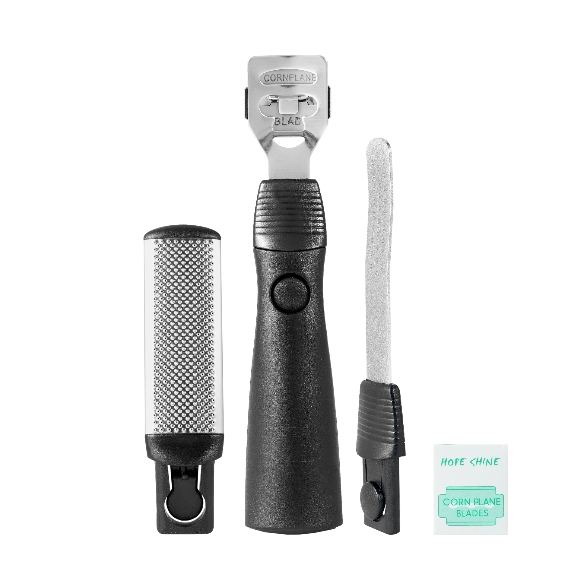 La Cross 3-piece foot care kit displayed with all three tools laid side by side on a white background.