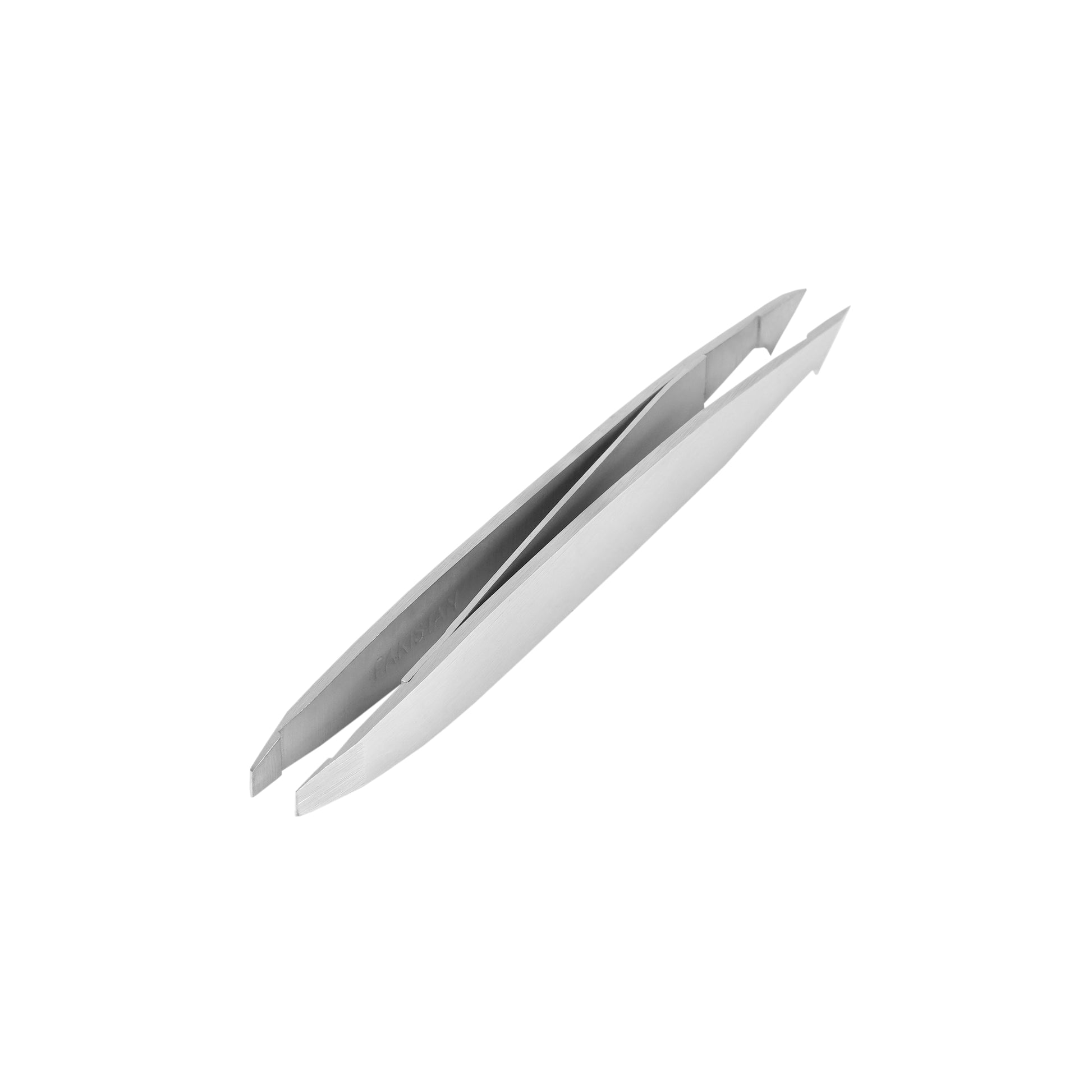 Side view of La Cross dual-ended tweezers, highlighting their slim, low-profile stainless steel body