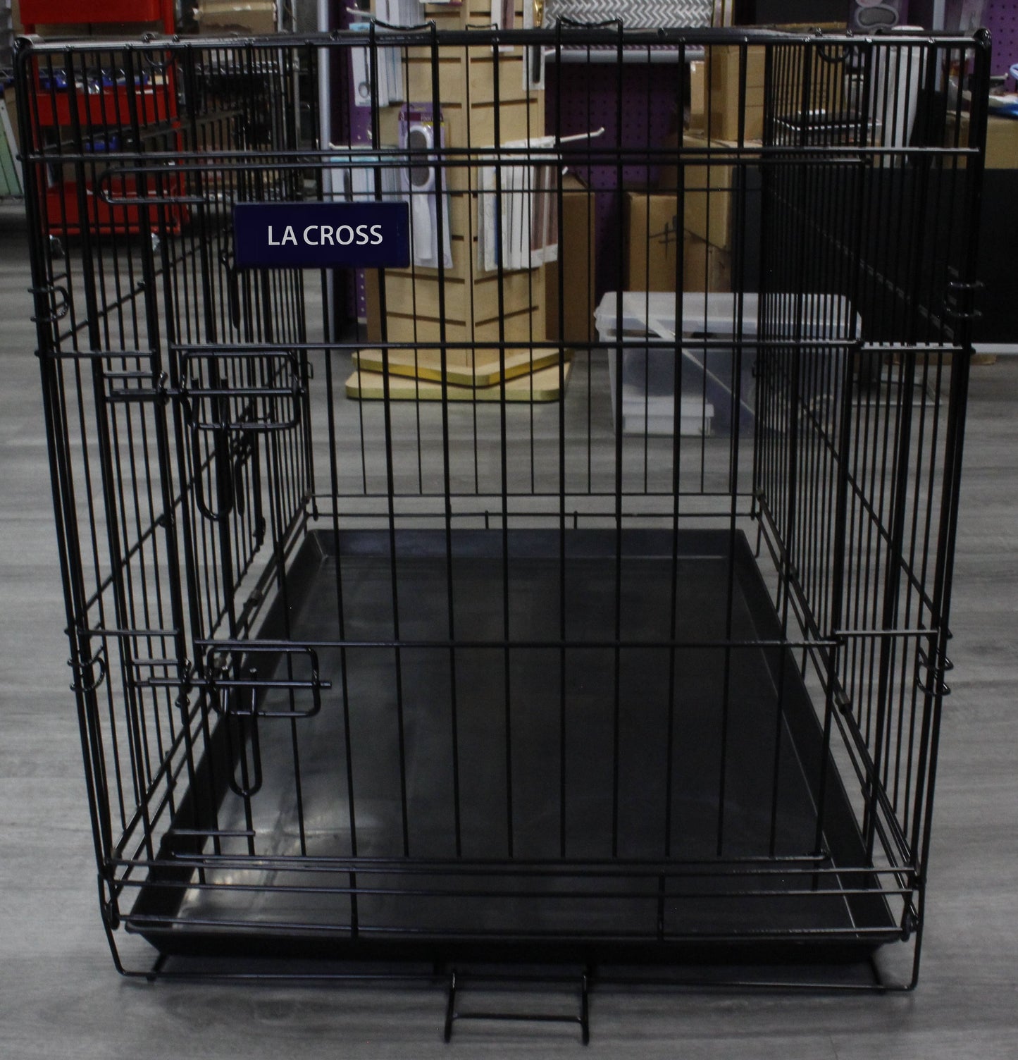 36" Dog Crate Kennel Folding Metal Pet Cage 2 Door With Tray Pan Black