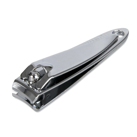 La Cross chrome-plated fingernail clipper with curved cutting edge on white background for precise nail trimming